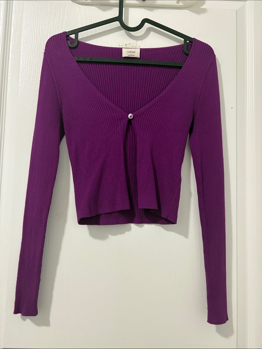 Wilfred Deep Purple Ribbed Cropped Cardigan